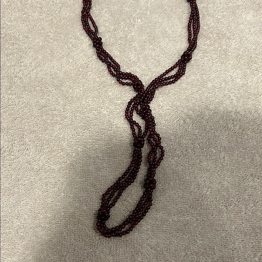 Garnet popcorn stations beaded necklace